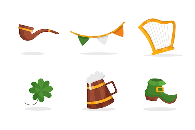 Free Vector st. patrick's day element collection in flat design