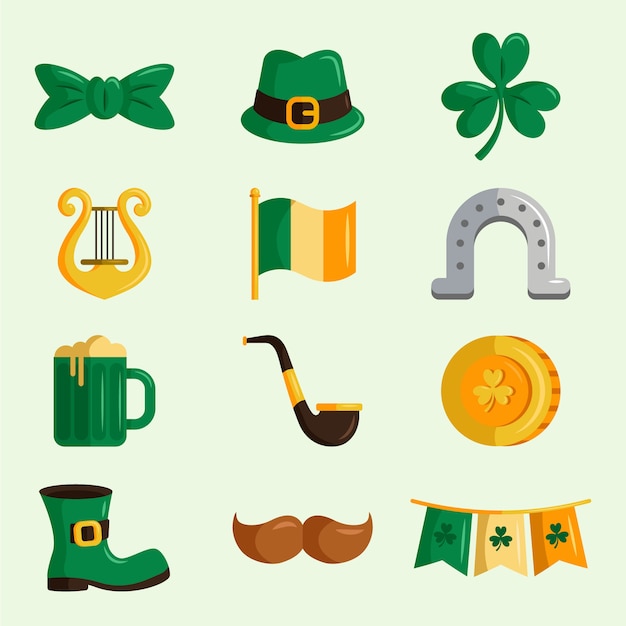 St. patrick's day element collection in flat design