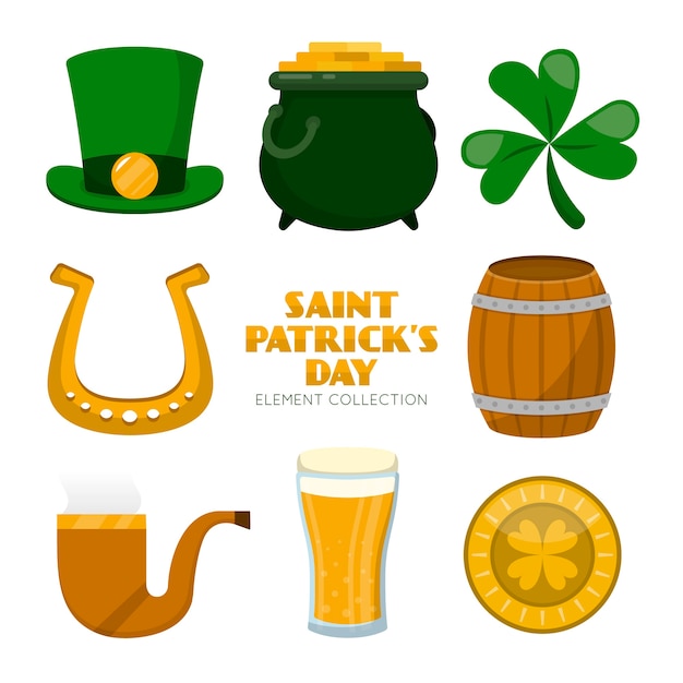 St. patrick's day element set flat design