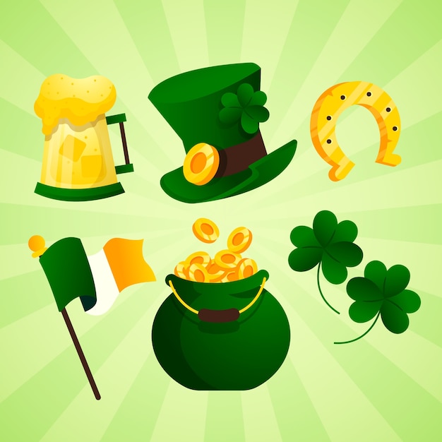 St. patrick's day flat design of element collection