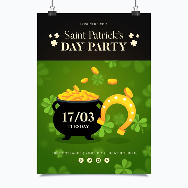 St. patrick's day flyer template in flat design