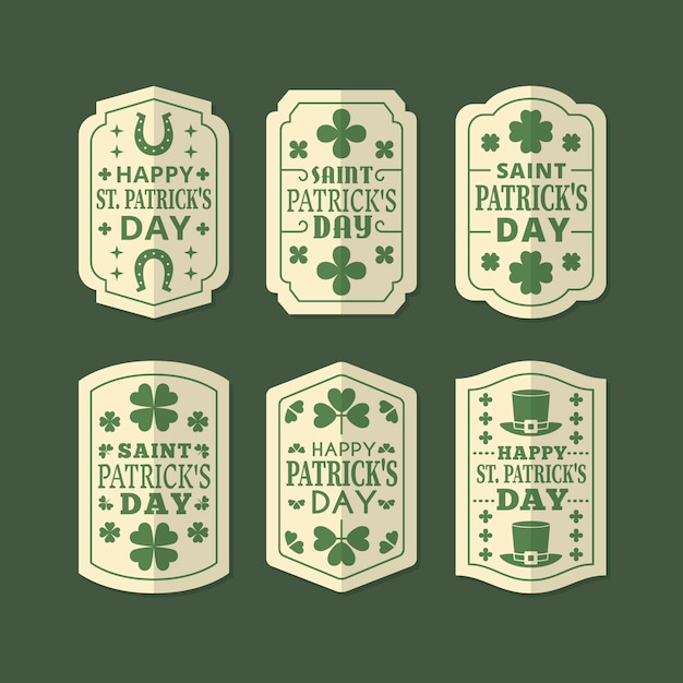 Free Vector st. patrick's day label collection vintage style