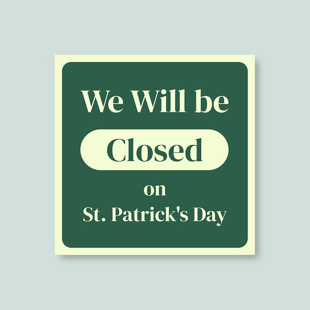 St. patrick's day square sign template design