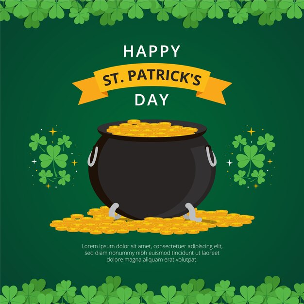 St. patrick's day with cauldron and coins