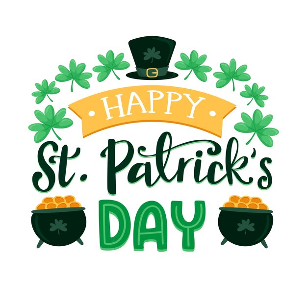 Free Vector st. patrick's day with cauldrons filled with golden coins