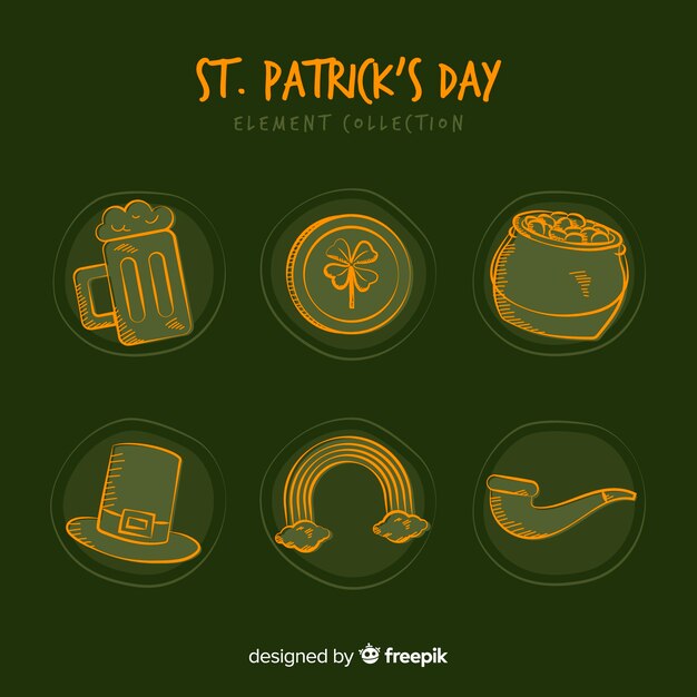 St patrick's hand drawn element collection