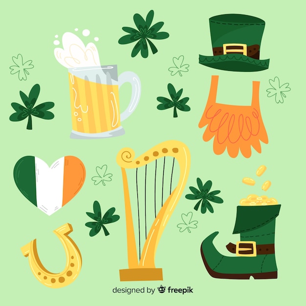 Free Vector st patrick's hand drawn element collection