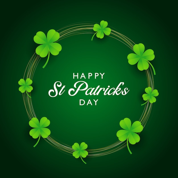 Free vector st patricks day background with clover and gold circles