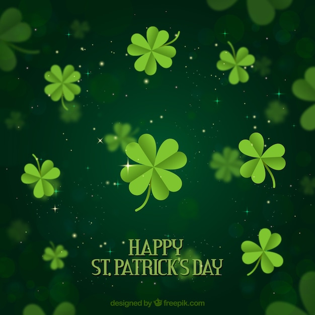 St patricks day background with cloverleaves