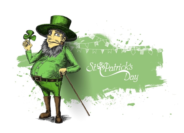 Free Vector st patricks day character leprechaun with hat vector illlustration