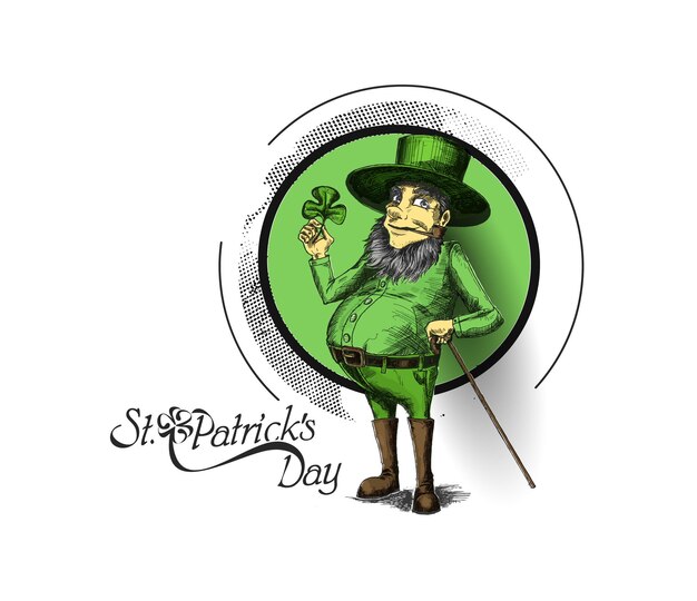 St Patricks Day Character Leprechaun with Hat Vector illlustration