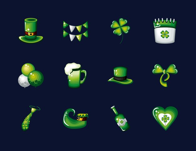 St patricks day green icons