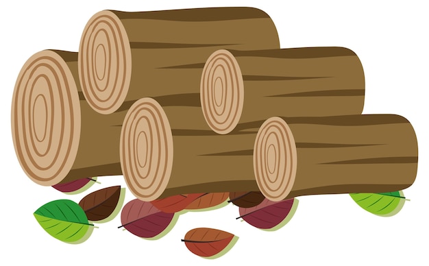 Free Vector stack of logs on white background