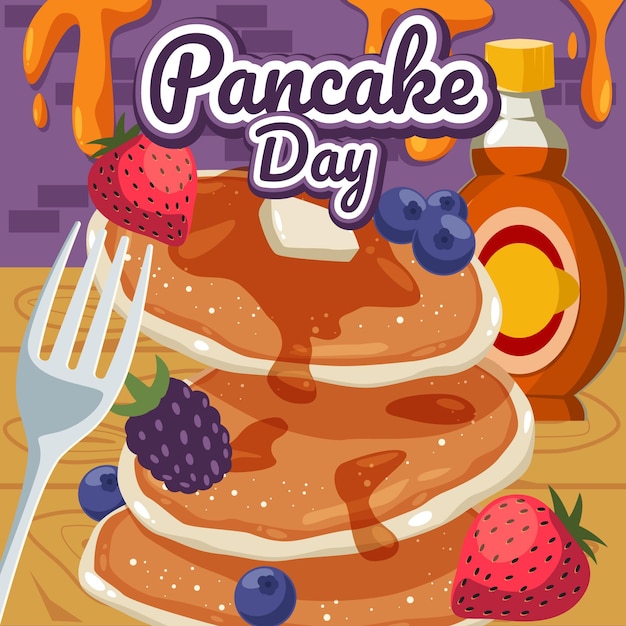 Free vector stack of pancake day illustration with flat style