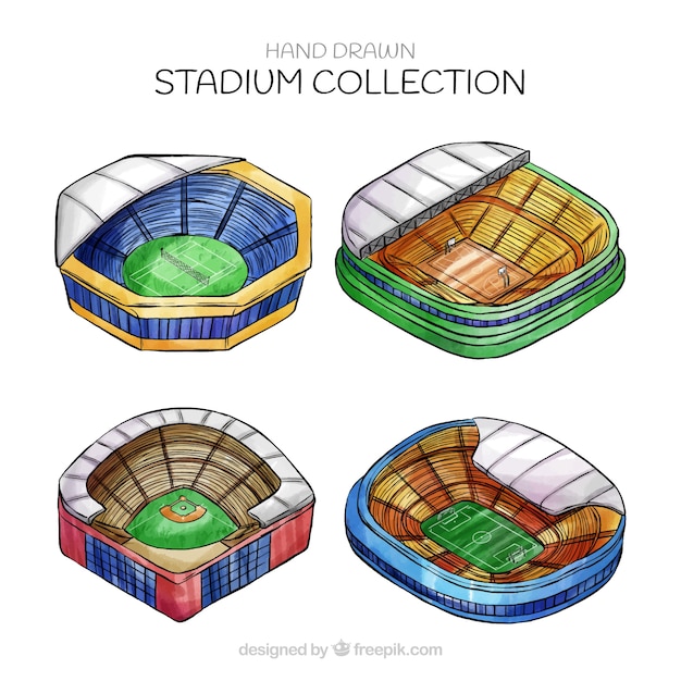 Stadiums collection in hand drawn style