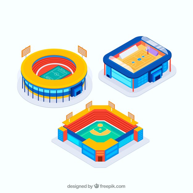 Stadiums collection in isometric style