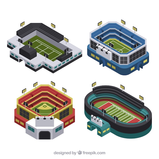 Stadiums collection in isometric style