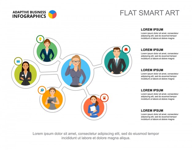 Staff interaction slide template. Business data. Graph, chart