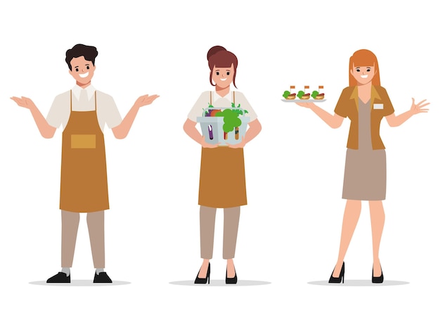 Free Vector staff people character in grocery shopping and customer service in department store supermarket