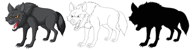 Free vector stages of wolf illustration in vector