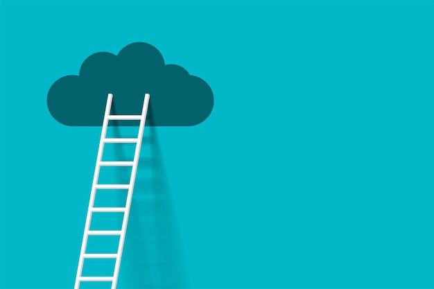 Free vector stair up business progress with white ladder and cloud concept background