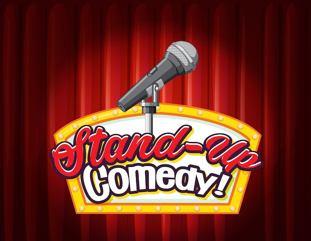 Free vector stand up comedy banner with red curtain background