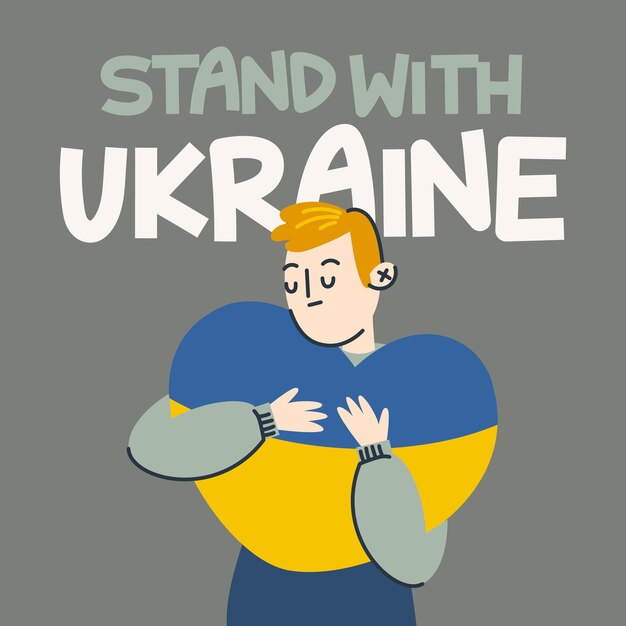 Stand with in Ukraine hugging heart