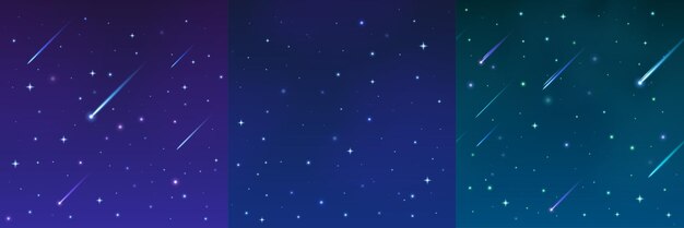 Star and comet in night sky vector background