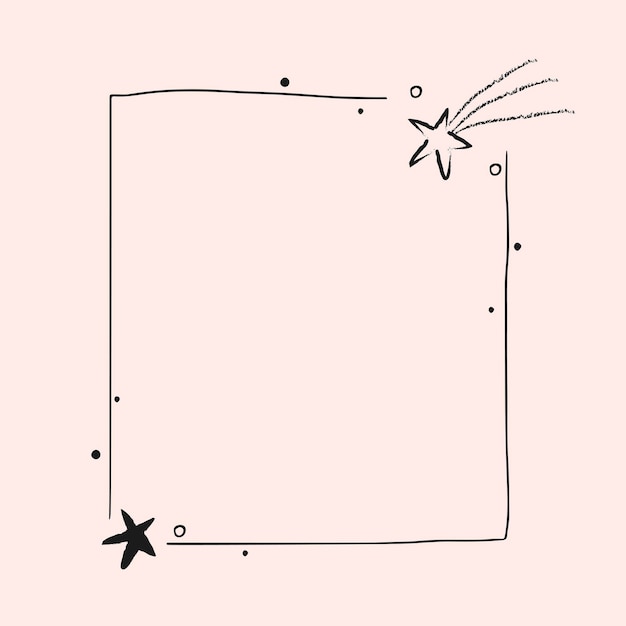 Star decorated minimal line art frame vector