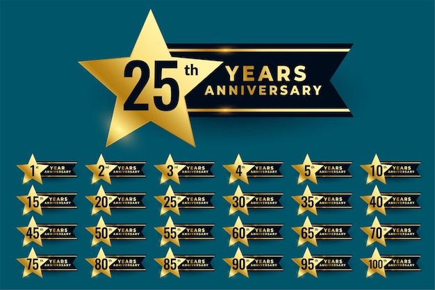 Free vector star labels for wedding anniversary