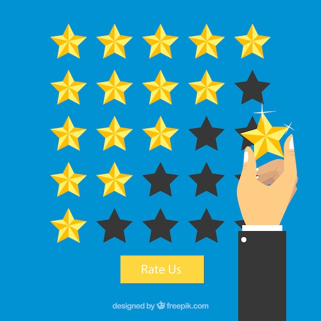 Free Vector star rating concept with hand placing star