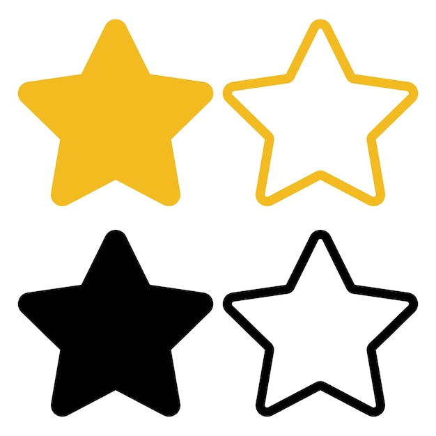 Free Vector star yellow outline and flat