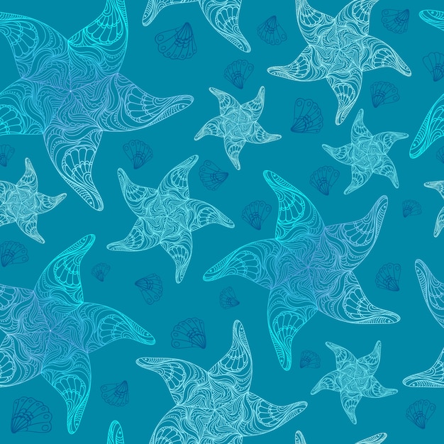 Starfishes and shells background