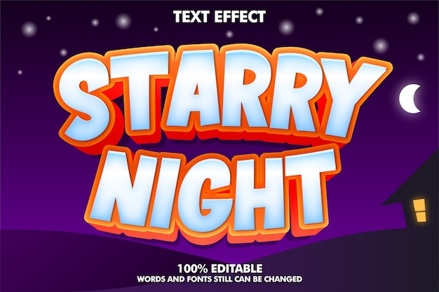 Starry Night text effect with night background