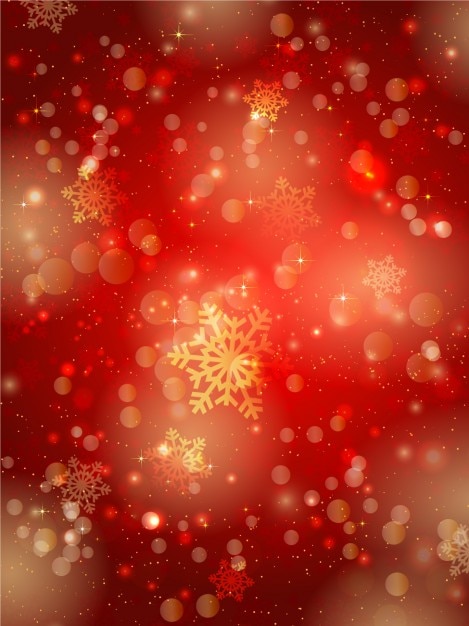 Free Vector stars and snowflakes on blurry red background