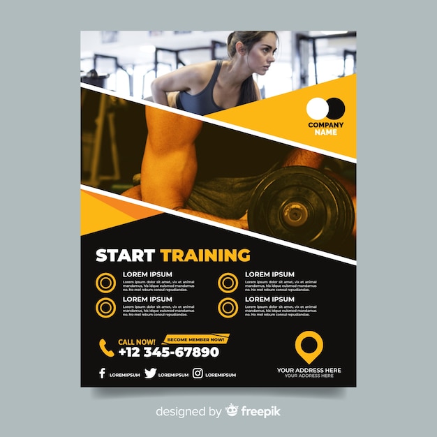 Start training sport flyer with photo