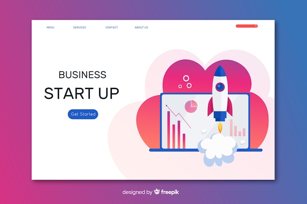 Start up landing page with cloud and laptop