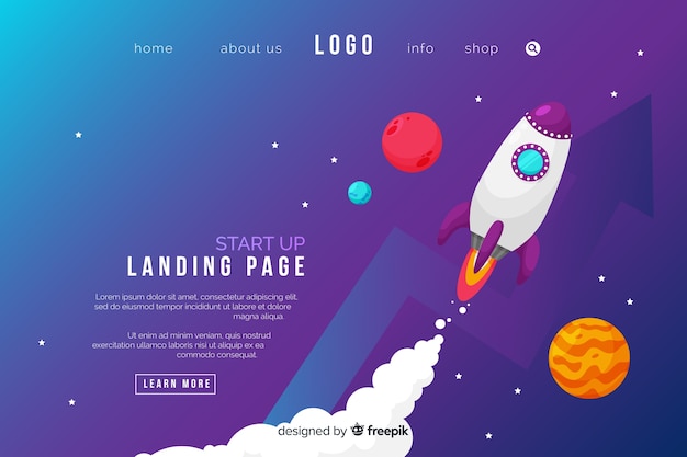 Start up landing page with flat design