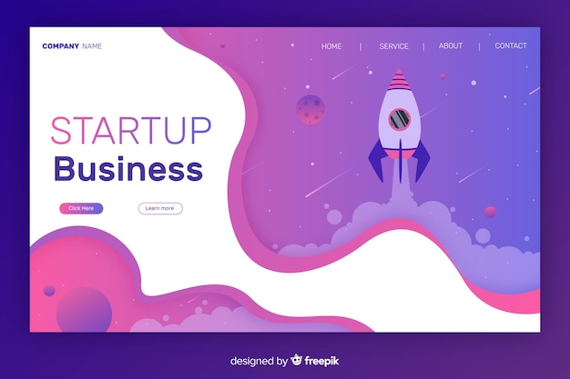 Start up landing page with fluid and geometric shapes 