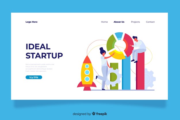 Startup landing page concept