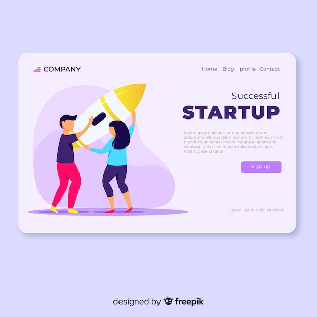 Startup landing page