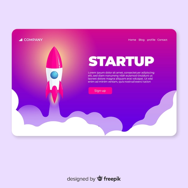 Startup landing page