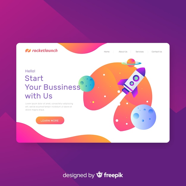 Free Vector startup landing page