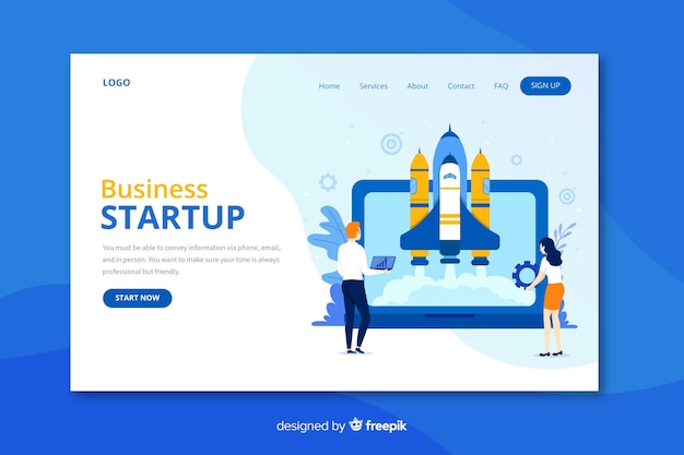 Startup landing page