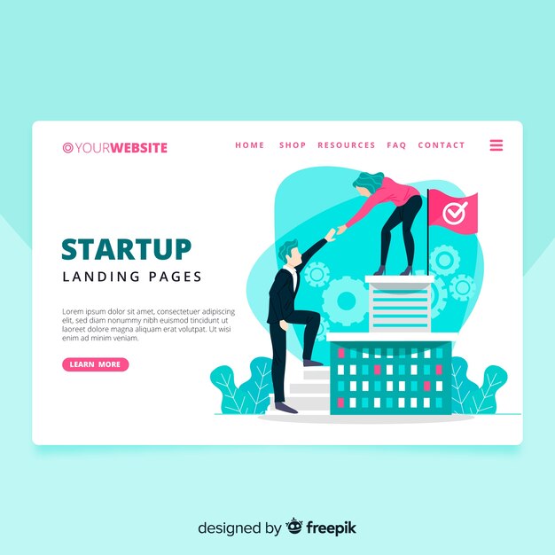 Startup landing page