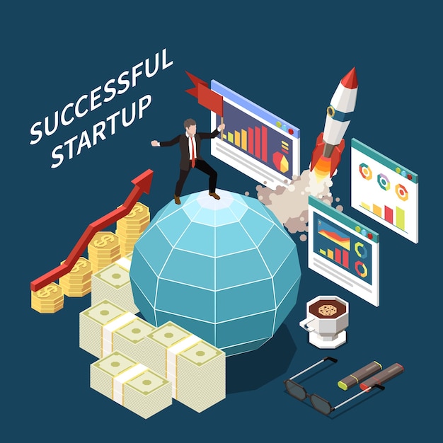 Free Vector startup project isometric concept