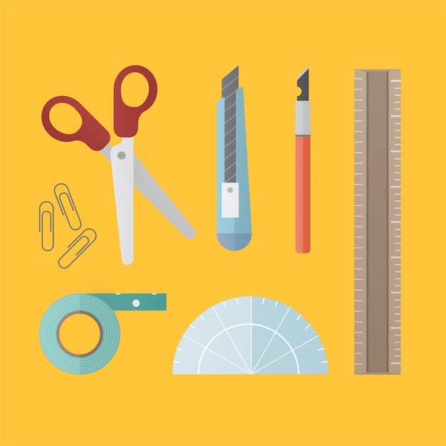 Free vector stationary object office tools equipment