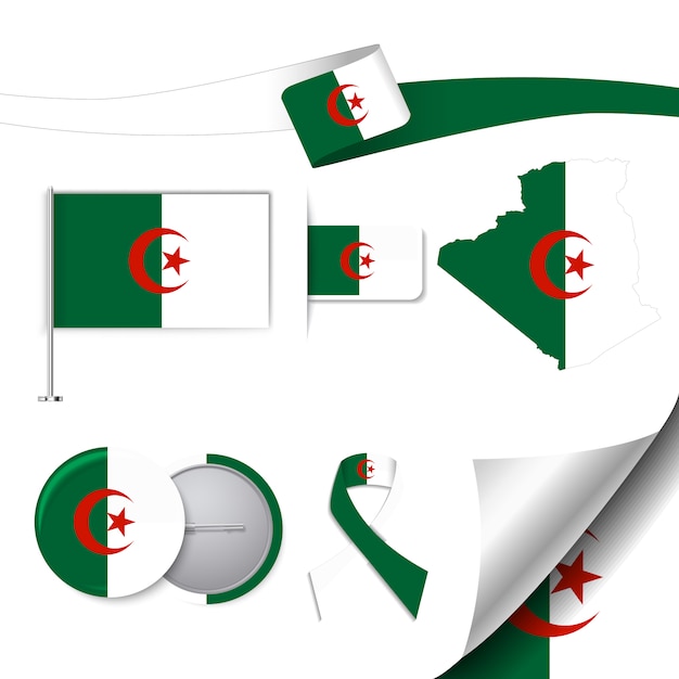 Free Vector stationery elements collection with the flag of algeria design