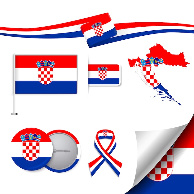 Free Vector stationery elements collection with the flag of croatia design