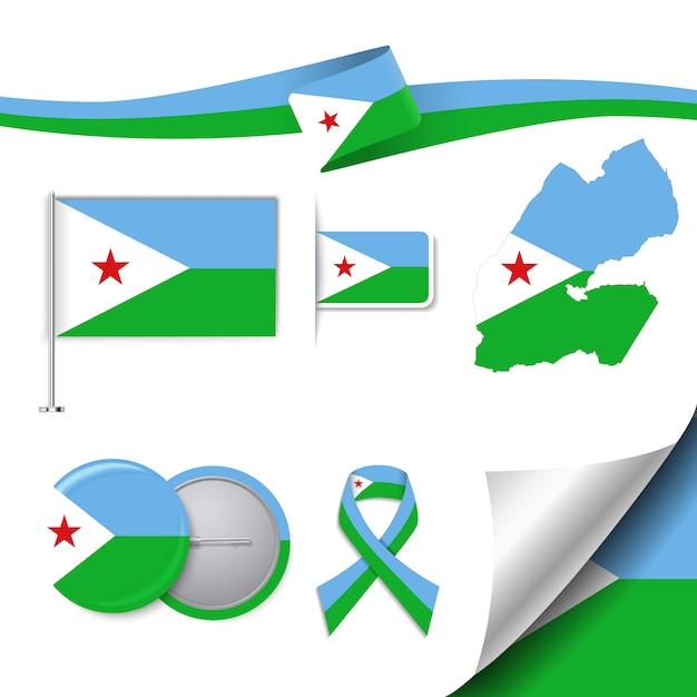 Free Vector stationery elements collection with the flag of djibouti design